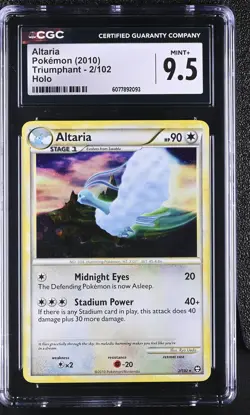 CGC 9.5 MINT+ Altaria 2010 Triumphant 2/102 Holo Pokemon Card - Image 1