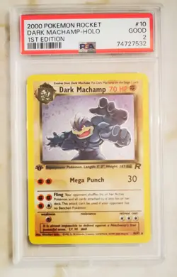 2000 POKEMON ROCKET 10 DARK MACHAMP-HOLO FIRST EDITION Pokemon Card PSA 2 - Image 1