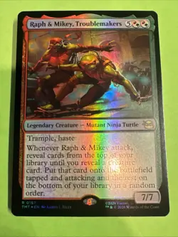 Raph & Mikey, Troublemakers - Mtg: TMT - R 0167 *foil Rare - Image 2