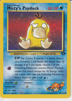 Misty's Psyduck Unlimited Common Gym Challenge 090/132 LPVintage Pokemon Trading - Image 1