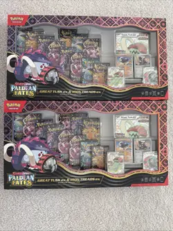 Pokemon Paldean Fates Great Tusk Iron Treads Ex Premium Collection - Lot Of 2 - Image 1