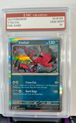 YVELTAL HOLO FOIL 2023 Pokemon RARE #118/182 Card GRADED 10 MINT - Image 1