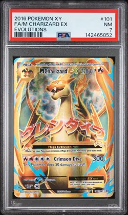 2016 POKEMON XY EVOLUTIONS #101 FULL ART/M CHARIZARD EX PSA 7 - Image 1