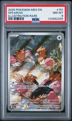 PSA 8 Spearow 151 Illustration Rare Pokemon Mega Evolution - Image 1