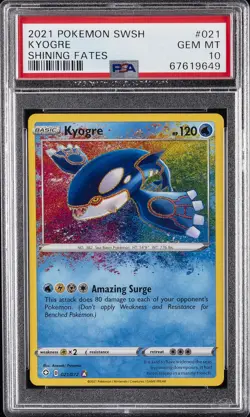 2021 POKEMON SWORD & SHIELD SHINING FATES #021 KYOGRE PSA 10 - Image 1