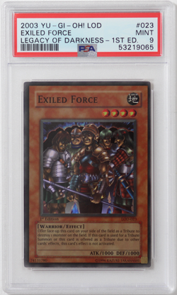 2002 YUGIOH 1st Ed. Legacy of Darkness # 023 Exiled Force Holo PSA 9 Card MINT! - Image 1