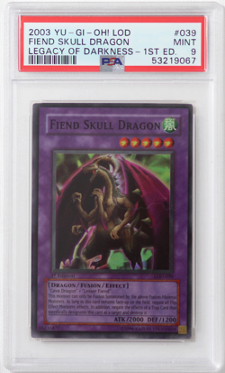 2002 YUGIOH 1st Ed. Legacy of Darkness # 039 Fiend Skull Dragon PSA 9 Card MINT! - Image 1
