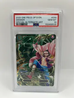 Smoker One Piece Card OP10-030 Carrying on His Will SP Foil PSA 10 EN - Image 1