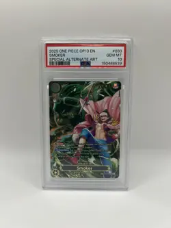 Smoker One Piece Card OP10-030 Carrying on His Will SP Foil PSA 10 EN - Image 2