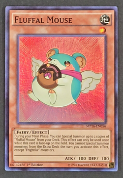 Yugioh TCG - Fluffal Mouse - MP16-EN056 - NM - 1st Ed - Super Rare Monster, 2016 - Image 1