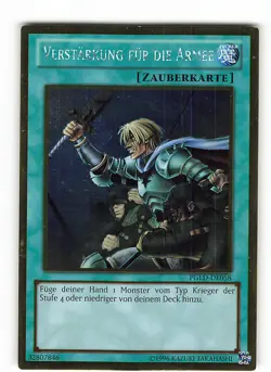 Yugioh VERSTARKUNG FUR DIE ARMEE , pgld-de058 Gold Rare deutsch Excellent - Image 1
