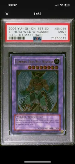 YuGiOh Elemental Hero Wild Wingman 1st Ed Ultimate Rare Psa 9 - Image 1