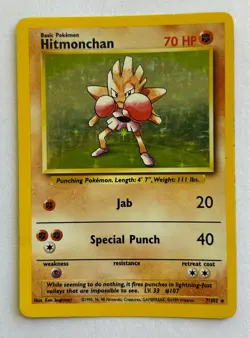 Hitmonchan #7/102 Holo Pokemon Card - Base Set 1999 RARE - Image 1