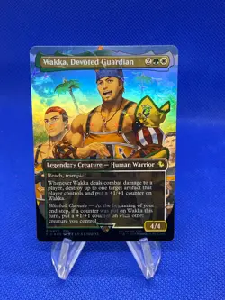 MTG Final Fantasy Wakka Devoted Guardian 0477 Borderless Chocobo Track Foil NM - Image 1