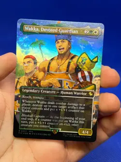 MTG Final Fantasy Wakka Devoted Guardian 0477 Borderless Chocobo Track Foil NM - Image 2