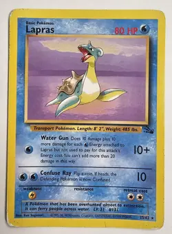 Pokemon TCG Lapras 25/62 Fossil Rare HP Vintage WOTC - Image 1