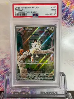 Pokemon Meowth #106 Illustration Rare Phantasmal Flames 🔥PSA 9🔥+ BONUS PACK - Image 1