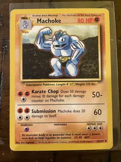 Pokemon TCG Machoke Base Set 34/102 Regular Unlimited Uncommon LP - Image 1