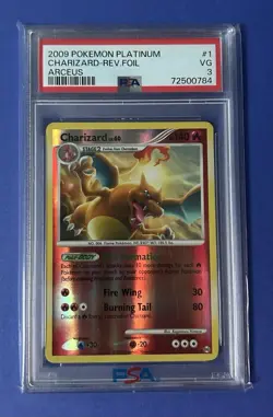 2009 Pokemon Platinum Charizard Rev Foil Arceus #1 PSA 3 VG - Image 1