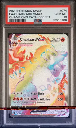 PSA 10 Charizard Vmax 074/073 Champion's Path Secret Rare Rainbow Pokemon Card - Image 1