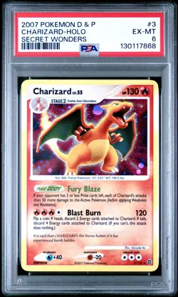 2007 POKEMON DIAMOND & PEARL SECRET WONDERS #3 CHARIZARD-HOLO PSA 6 - Image 1
