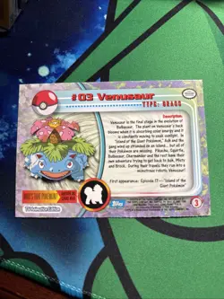 NM 1999 Topps Pokemon Venusaur 1st Print Blue Logo TV Animation NM Non-Holo - Image 2