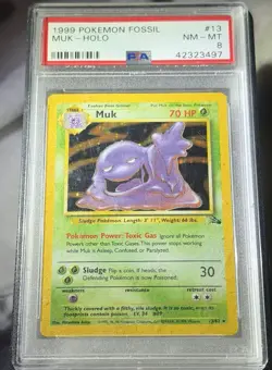 Pokemon Muk Fossil Holo Rare 13/62 PSA 8 1999 English Unlimited - Image 1