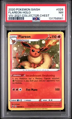 2021 Pokemon Collectors Chest - Cosmo Holo Flareon #26 - PSA 7 - Image 1