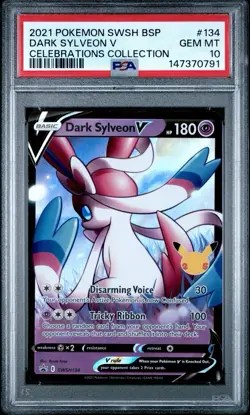 2021 POKEMON SWSH BLACK STAR PROMO CELEBRATIONS #134 DARK SYLVEON V PSA 10 - Image 1