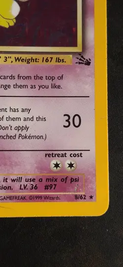 2000 Hypno 8/62 Fossil Rare Pokemon Card MP - Image 5
