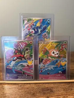 Pokemon TCG First Partner Promo Alola Region Litten Popplio Rowlet 3 Card Lot - Image 1