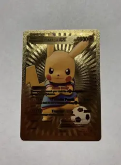 Soccer Pikachu EX HP9900 Gold Foil Fan Art Custom Display Card NM/M - Image 1