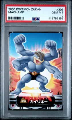PSA 10 2026 CERT POP 3 MACHAMP 2005 CARDDASS POKEMON ZUKAN CARD #306 - Image 1