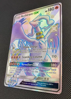 Reshiram GX SV51/SV94 Hidden Fates Full Art Holo Shiny Vault Pokemon Card - Image 4