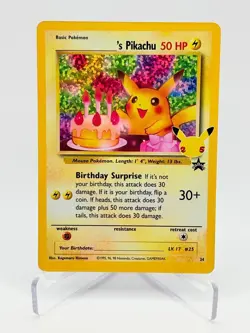 Birthday Pikachu 24/53 Holo Rare 25th Celebrations Classic - Pokemon Card - NMT - Image 1