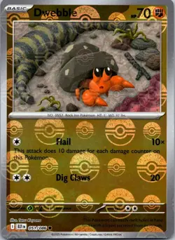 Dwebble - 051/086 - Pokeball Holo - Black Bolt - Pokemon Card - NM/M - Image 1