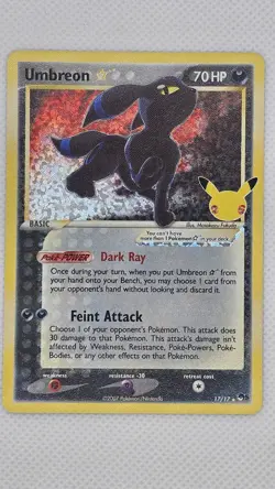 Pokemon 2021 Umbreon Gold Star 17/17 Celebrations Classic Collection Very Clean - Image 1