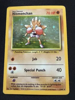 Wizards of the Coast Pokemon TCG Hitmonchan 7/102 Base Set Holo Rare 70 HP - Image 1