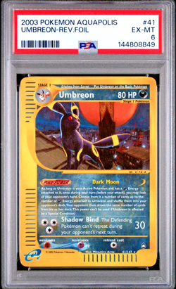 PSA 6 2003 Aquapolis Umbreon REVERSE Holo Foil 41/147 Vintage E-Reader Pokemon - Image 1