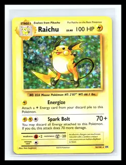💥 2016 Pokemon Raichu # 36/108 Holo Foil XY Evolutions - Image 1