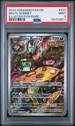 2023 POKEMON PAR EN-PARADOX RIFT ILLUSTRATION RARE #207 BRUTE BONNET PSA 9 - Image 1