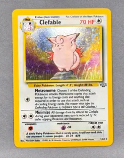 MP+ Unlimited Holo Clefable 1/64 Jungle Pokemon Mitsuhiro Arita WotC Vintage - Image 1