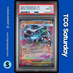 2025 POKEMON PHANTASMAL FLAMES #013/094 MEGA CHARIZARD X EX DOUBLE RARE PSA 10 - Image 1