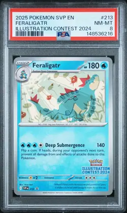 2025 POKEMON SVP EN-SV ILLUSTRATION CONTEST PROMO #213 FERALIGATR PSA 8 - Image 1