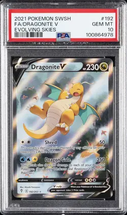 2021 POKEMON SWORD & SHIELD EVOLVING SKIES #192 FULL ART/DRAGONITE V PSA 10 - Image 1
