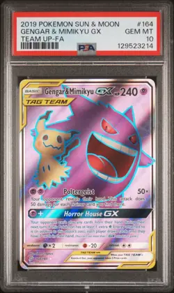 Pokemon Gengar & Mimikyu GX Team Up Full Art #164 PSA 10 Gem Mint - Image 1