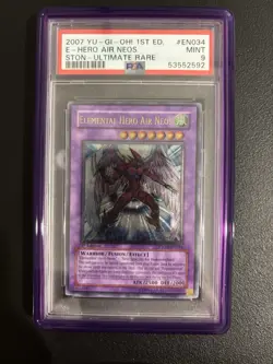 Yugioh - Elemental Hero Air Neos STON-EN034 Ultimate Rare 1st Edition PSA 9 - Image 1