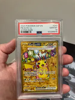 2024 POKEMON SSP EN-SURGING SPARKS HYPER RARE #247 PIKACHU EX PSA 10 - Image 1