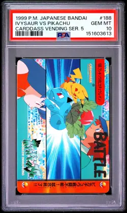 PSA 10 2026 CERT IVYSAUR VS PIKACHU 1999 POKEMON JPN BANDAI CARDDASS VENDING 188 - Image 1