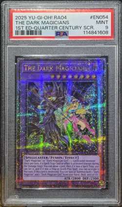 2025 YU-GI-OH! RA04-QUARTER CENTURY #EN054 THE DARK MAGICIANS 1ST ED PSA 9 - Image 1